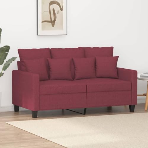 Qnhdfrt 2-Sitzer Sofa Weinrot Stoff Modernes Design Kompakt 120 cm Sitzbreite Bequem und Robust für Wohnzimmer Balkon oder kleine Räume von Qnhdfrt
