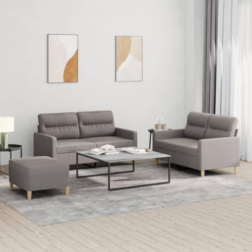 Qnhdfrt 2-Sitzer Sofagarnitur Taupe Stoff mit Hocker und Kissen für Wohnzimmer von Qnhdfrt
