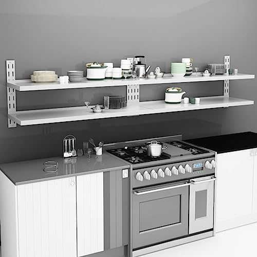 Qnhdfrt 2 Stück Edelstahl Schweberegale Set mit 2 Böden Wandregal für Küche Bad Wohnzimmer 300x30 cm Robust Hygienisch Verstellbare Montage von Qnhdfrt