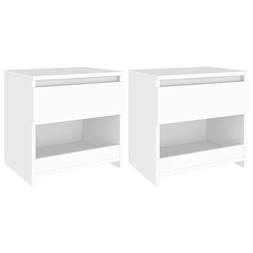 Qnhdfrt 2 Stück Nachttische Beistelltische Kommode Weiß Holzwerkstoff 40x30x39 cm mit Schublade und Fach, Elegantes Design für Schlafzimmer Wohnzimmer Qnhdfrt 2 Stück Nachttische Beistelltische Kommode Weiß Holzwerkstoff 40x30x39 cm mit Schublade und Fach, Elegantes Design für Schlafzimmer Wohnzimmer von Qnhdfrt