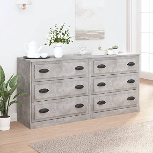 Qnhdfrt 2 Stück Sideboard Schrank Betongrau Holzwerkstoff 70x35,5x67,5 cm Zeitloses Design mit Viel Stauraum für Wohnzimmer Küche Flur von Qnhdfrt