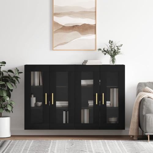Qnhdfrt 2 Stück Wandschränke Schwarz Holzwerkstoff mit Glastüren 69.5x34x90cm Dekorativer Aufbewahrungsschrank für Wohnzimmer Flur und Küche Qnhdfrt 2 Stück Wandschränke Schwarz Holzwerkstoff mit Glastüren 69.5x34x90cm Dekorativer Aufbewahrungsschrank für Wohnzimmer Flur und Küche von Qnhdfrt