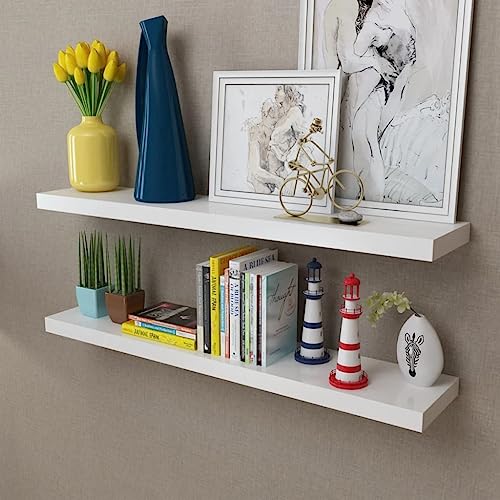 Qnhdfrt 2 Stück Weiße MDF Wandregale mit Schwebendem Design 100x20x3.8 cm Unsichtbare Montage für Bücher, Deko in Wohnzimmer, Bad, Küche Qnhdfrt 2 Stück Weiße MDF Wandregale mit Schwebendem Design 100x20x3.8 cm Unsichtbare Montage für Bücher, Deko in Wohnzimmer, Bad, Küche von Qnhdfrt