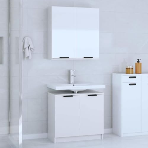 Qnhdfrt 2-TLG Badmöbel Set Weiß 64,5 x 33,5 x 59 cm Holzwerkstoff mit Spiegelschrank Modernes platzsparendes Design für kleine Badezimmer Gäste WC und Flur Qnhdfrt 2-TLG Badmöbel Set Weiß 64,5 x 33,5 x 59 cm Holzwerkstoff mit Spiegelschrank Modernes platzsparendes Design für kleine Badezimmer Gäste WC und Flur von Qnhdfrt