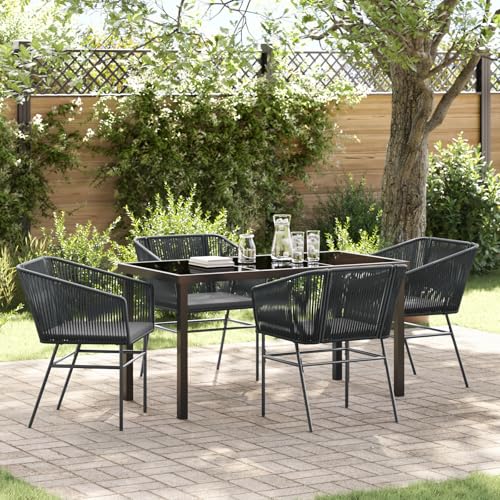 Qnhdfrt 2-TLG Gartenstuhl Set Schwarz mit Polstern aus Poly-Rattan für Garten Balkon Terrasse – Robustes Design und Hohe Tragfähigkeit von Qnhdfrt