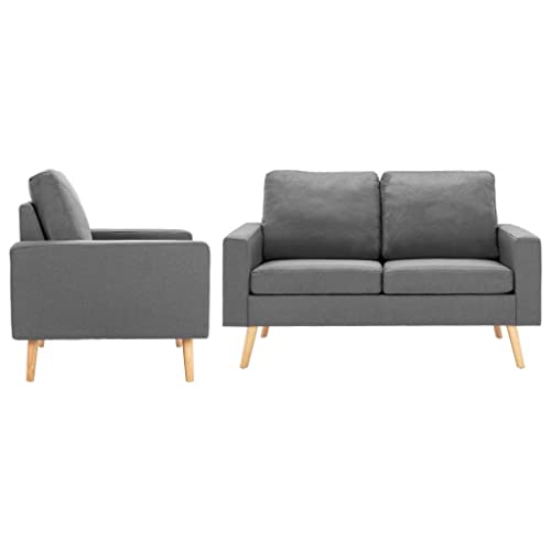 Qnhdfrt 2-TLG Sofagarnitur Stoff Hellgrau mit Sessel und Zweisitzer Sofa Couch für Wohnzimmer weiche Polsterung Qnhdfrt 2-TLG Sofagarnitur Stoff Hellgrau mit Sessel und Zweisitzer Sofa Couch für Wohnzimmer weiche Polsterung von Qnhdfrt