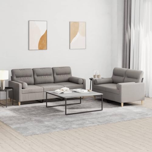 Qnhdfrt 2-TLG Sofagarnitur Taupe Stoff Sofa Couch mit Kissen für Wohnzimmer Qnhdfrt 2-TLG Sofagarnitur Taupe Stoff Sofa Couch mit Kissen für Wohnzimmer von Qnhdfrt