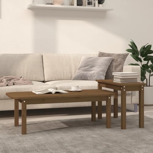 Qnhdfrt 2-TLG. Couchtisch-Set Honigbraun Massivholz Kiefer mit Platzsparendem Design und 2 Beistelltischen für Wohnzimmer Dekoration Qnhdfrt 2-TLG. Couchtisch-Set Honigbraun Massivholz Kiefer mit Platzsparendem Design und 2 Beistelltischen für Wohnzimmer Dekoration von Qnhdfrt