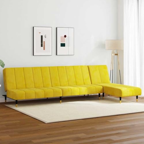 Qnhdfrt 2-TLG. Gelbe Samt Sofagarnitur mit Schlaffunktion 200cm Sofa Bett und Relaxsessel Platzsparend für Wohnzimmer Balkon Qnhdfrt 2-TLG. Gelbe Samt Sofagarnitur mit Schlaffunktion 200cm Sofa Bett und Relaxsessel Platzsparend für Wohnzimmer Balkon von Qnhdfrt