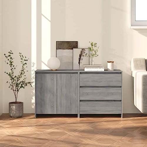 Qnhdfrt 2-TLG. Sideboard Set Grau Sonoma Holzwerkstoff 70x41x75 cm mit Türen und Schubladen Praktische Stauraum Lösung für Wohnzimmer Flur Qnhdfrt 2-TLG. Sideboard Set Grau Sonoma Holzwerkstoff 70x41x75 cm mit Türen und Schubladen Praktische Stauraum Lösung für Wohnzimmer Flur von Qnhdfrt