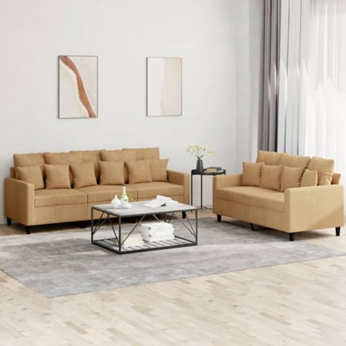 Qnhdfrt 2-TLG. Sofagarnitur Braun Samt mit Kissen 2-Sitzer und 3-Sitzer für Wohnzimmer Lounge Bequem und Stabil Qnhdfrt 2-TLG. Sofagarnitur Braun Samt mit Kissen 2-Sitzer und 3-Sitzer für Wohnzimmer Lounge Bequem und Stabil von Qnhdfrt