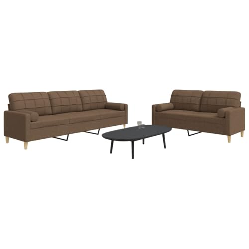 Qnhdfrt 2-TLG. Sofagarnitur Braun mit Dekokissen, Bequemes Stoff Sofa und Couch Set für Wohnzimmer, Inklusive 2-Sitzer und 3-Sitzer mit Metallrahmen Qnhdfrt 2-TLG. Sofagarnitur Braun mit Dekokissen, Bequemes Stoff Sofa und Couch Set für Wohnzimmer, Inklusive 2-Sitzer und 3-Sitzer mit Metallrahmen von Qnhdfrt