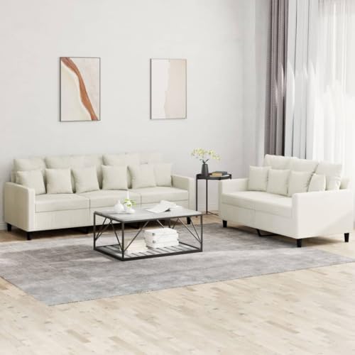 Qnhdfrt 2-TLG. Sofagarnitur Creme Samt mit 18 Kissen Bequemes Set für Wohnzimmer Lounge Entspannung Lesen und Fernsehen Modernes Design Robustes Gestell Qnhdfrt 2-TLG. Sofagarnitur Creme Samt mit 18 Kissen Bequemes Set für Wohnzimmer Lounge Entspannung Lesen und Fernsehen Modernes Design Robustes Gestell von Qnhdfrt