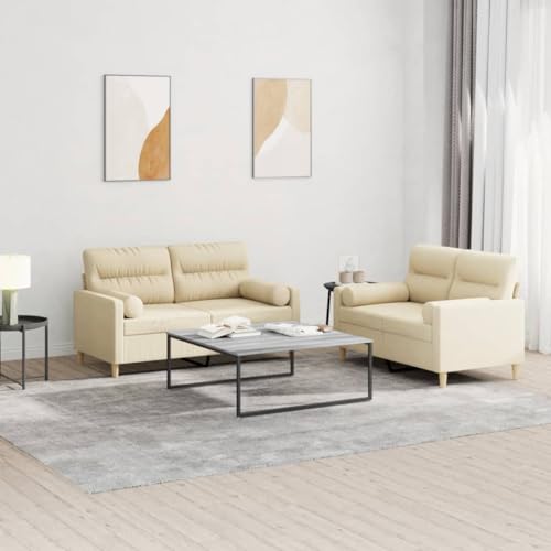 Qnhdfrt 2-TLG. Sofagarnitur Creme Stoff mit Kissen Zweisitzer Sofa Set Klein und Groß für Wohnzimmer Bequemes Design Robust und Langlebig Qnhdfrt 2-TLG. Sofagarnitur Creme Stoff mit Kissen Zweisitzer Sofa Set Klein und Groß für Wohnzimmer Bequemes Design Robust und Langlebig von Qnhdfrt