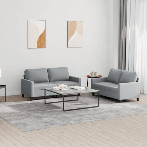 Qnhdfrt 2-TLG. Sofagarnitur Hellgrau mit Kissen – 2-Sitzer Couch Set klein und groß für Wohnzimmer Balkon – Robustes Metallgestell Dicke Polsterung Atmungsaktiver Stoff Qnhdfrt 2-TLG. Sofagarnitur Hellgrau mit Kissen – 2-Sitzer Couch Set klein und groß für Wohnzimmer Balkon – Robustes Metallgestell Dicke Polsterung Atmungsaktiver Stoff von Qnhdfrt