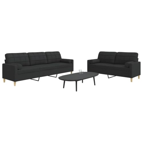 Qnhdfrt 2-TLG. Sofagarnitur Schwarz Stoff mit Dekokissen Bequeme Lounge Couch Set für Wohnzimmer Balkon und Esszimmer Qnhdfrt 2-TLG. Sofagarnitur Schwarz Stoff mit Dekokissen Bequeme Lounge Couch Set für Wohnzimmer Balkon und Esszimmer von Qnhdfrt