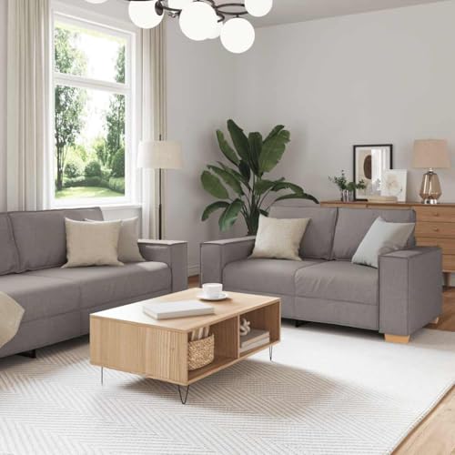 Qnhdfrt 2-TLG. Sofagarnitur Set inkl. 2-Sitzer und 3-Sitzer Sofa Couch Taupe Stoff mit Kissen Breiten Armlehnen Robustes Holz-Metall-Gestell für Wohnzimmer Büro Gästezimmer Qnhdfrt 2-TLG. Sofagarnitur Set inkl. 2-Sitzer und 3-Sitzer Sofa Couch Taupe Stoff mit Kissen Breiten Armlehnen Robustes Holz-Metall-Gestell für Wohnzimmer Büro Gästezimmer von Qnhdfrt