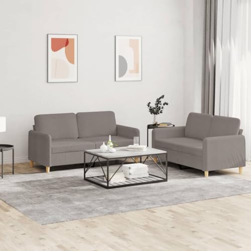 Qnhdfrt 2-TLG. Sofagarnitur Taupe Stoff Sofa Couch mit Kissen für Wohnzimmer Zweisitzer 120cm und 140cm Robustes Design Bequeme Sitzgelegenheit Qnhdfrt 2-TLG. Sofagarnitur Taupe Stoff Sofa Couch mit Kissen für Wohnzimmer Zweisitzer 120cm und 140cm Robustes Design Bequeme Sitzgelegenheit von Qnhdfrt
