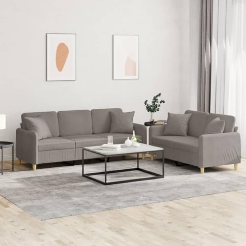 Qnhdfrt 2-TLG. Sofagarnitur Taupe mit Kissen aus Stoff Sofa Couch Set für Wohnzimmer 2-Sitzer und 3-Sitzer Robustes Gestell Bequeme Polsterung Modernes Design Qnhdfrt 2-TLG. Sofagarnitur Taupe mit Kissen aus Stoff Sofa Couch Set für Wohnzimmer 2-Sitzer und 3-Sitzer Robustes Gestell Bequeme Polsterung Modernes Design von Qnhdfrt