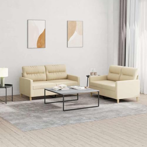 Qnhdfrt 2-TLG. Sofagarnitur mit Kissen Creme Stoff Zweisitzer Klein und Groß Bequemes Sitzgefühl Robustes Design für Wohnzimmer zum Lesen Fernsehen Entspannen Qnhdfrt 2-TLG. Sofagarnitur mit Kissen Creme Stoff Zweisitzer Klein und Groß Bequemes Sitzgefühl Robustes Design für Wohnzimmer zum Lesen Fernsehen Entspannen von Qnhdfrt