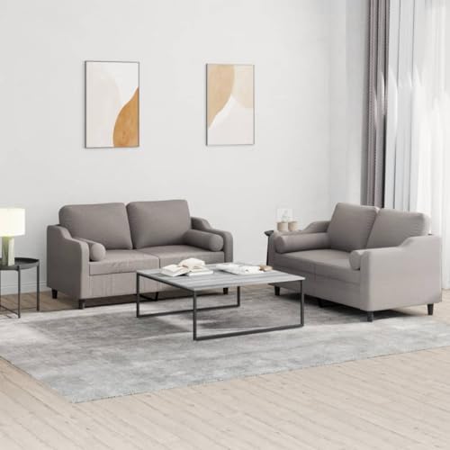 Qnhdfrt 2-TLG. Sofagarnitur mit Kissen Taupe Stoff - Bequemes Zweisitzer Sofa Set für Wohnzimmer, Wählbare Größen 120 cm und 140 cm, Robust aus Strapazierfähigem Polyester Qnhdfrt 2-TLG. Sofagarnitur mit Kissen Taupe Stoff - Bequemes Zweisitzer Sofa Set für Wohnzimmer, Wählbare Größen 120 cm und 140 cm, Robust aus Strapazierfähigem Polyester von Qnhdfrt