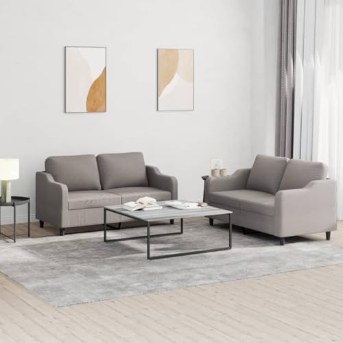 Qnhdfrt 2-TLG. Sofagarnitur mit Kissen Taupe Stoff Zweisitzer Sofa Set 120 cm und 140 cm für Wohnzimmer Bequem und Robust mit Metallgestell Qnhdfrt 2-TLG. Sofagarnitur mit Kissen Taupe Stoff Zweisitzer Sofa Set 120 cm und 140 cm für Wohnzimmer Bequem und Robust mit Metallgestell von Qnhdfrt