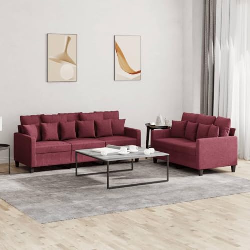 Qnhdfrt 2-TLG. Sofagarnitur mit Kissen Weinrot Stoff Sofa Couch Set Kleines Sofa für Wohnzimmer Balkon Robust und Bequem Qnhdfrt 2-TLG. Sofagarnitur mit Kissen Weinrot Stoff Sofa Couch Set Kleines Sofa für Wohnzimmer Balkon Robust und Bequem von Qnhdfrt