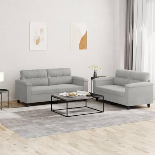 Qnhdfrt 2-TLG. Zweisitzer Sofa Set Hellgrau Mikrofasergewebe mit Kissen Bequem Robust für Wohnzimmer Loungebereich 120cm und 140cm Qnhdfrt 2-TLG. Zweisitzer Sofa Set Hellgrau Mikrofasergewebe mit Kissen Bequem Robust für Wohnzimmer Loungebereich 120cm und 140cm von Qnhdfrt