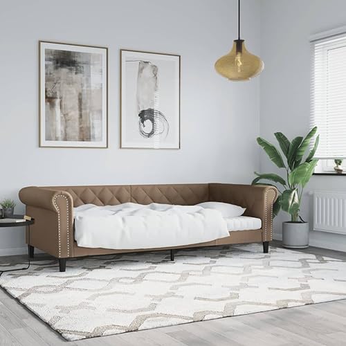 Qnhdfrt 2 in 1 Tagesbett als Sofa und Bett Cappuccino Braun Kunstleder 90x200 cm Modernes Design Robustes Metall Massivholz Gestell für Wohnzimmer Schlafzimmer Gästebett von Qnhdfrt