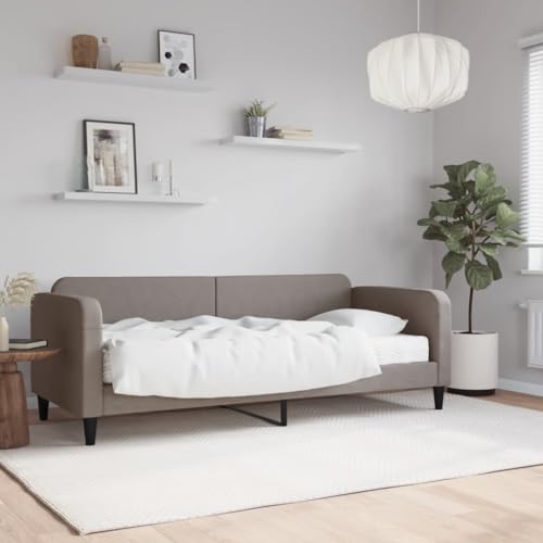 Qnhdfrt 2 in 1 Tagesbett mit Matratze 80x200 cm Taupe Stoff Holz Metall Rahmen Daybed Gästebett Sofa Bett für Wohnzimmer Schlafzimmer von Qnhdfrt