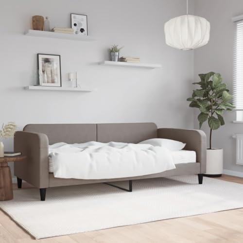 Qnhdfrt 2 in 1 Tagesbett mit Matratze 90x200 cm Taupe Stoff Holz Metall Rahmen Daybed Gästebett Sofa Bett für Wohnzimmer Schlafzimmer Qnhdfrt 2 in 1 Tagesbett mit Matratze 90x200 cm Taupe Stoff Holz Metall Rahmen Daybed Gästebett Sofa Bett für Wohnzimmer Schlafzimmer von Qnhdfrt