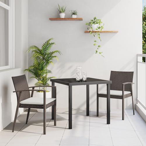 Qnhdfrt 2-teiliges Gartenstuhl Set mit Kissen Braun Poly Rattan Outdoor Möbel Modernes Design Robust und Langlebig für Balkon Garten Terrasse von Qnhdfrt