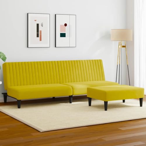 Qnhdfrt 2-tlg. Sofagarnitur Gelb Samt Schlafsofa mit 2-in-1 Funktion und Fußhocker, Kleines Ausziehbares Sofabett für Wohnzimmer Balkon Jugendzimmer Qnhdfrt 2-tlg. Sofagarnitur Gelb Samt Schlafsofa mit 2-in-1 Funktion und Fußhocker, Kleines Ausziehbares Sofabett für Wohnzimmer Balkon Jugendzimmer von Qnhdfrt