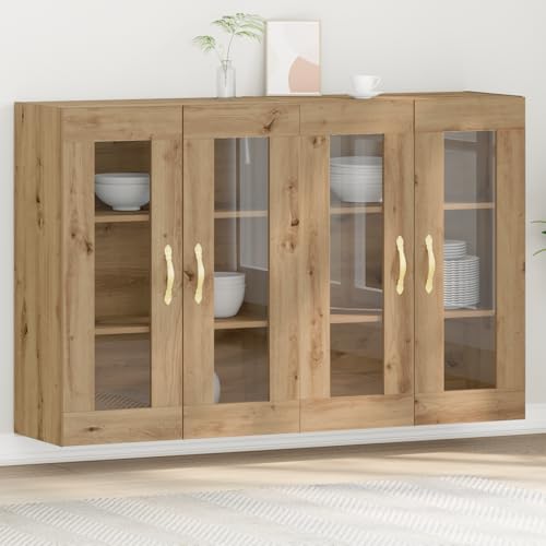 Qnhdfrt 2X Sideboard Buffetschrank Artisan Eiche Braun Holzwerkstoff mit Glasfront und Verstellbaren Regalen 69,5x34x90 cm für Esszimmer Wohnzimmer Flur Qnhdfrt 2X Sideboard Buffetschrank Artisan Eiche Braun Holzwerkstoff mit Glasfront und Verstellbaren Regalen 69,5x34x90 cm für Esszimmer Wohnzimmer Flur von Qnhdfrt