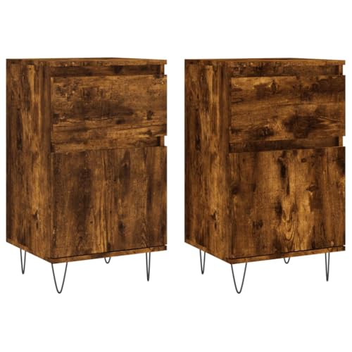 Qnhdfrt 2X Sideboard Schrank Kommode Räuchereiche Holzwerkstoff Eisen Beine 40x35x70 cm mit Stauraum für Wohnzimmer Küche Flur Qnhdfrt 2X Sideboard Schrank Kommode Räuchereiche Holzwerkstoff Eisen Beine 40x35x70 cm mit Stauraum für Wohnzimmer Küche Flur von Qnhdfrt