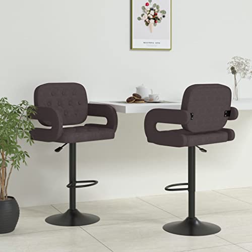 Qnhdfrt 2er Barhocker Taupe Stoff höhenverstellbar 360° drehbar mit Fußstütze 58x50x93-115 cm pulverbeschichtetes Gestell robuste Küchenhocker für Essbereich Balkon Garten von Qnhdfrt