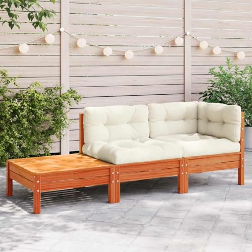 Qnhdfrt 2er-Chaiselongue aus Kiefernholz mit Kissen, Outdoor Sofa für Garten, Terrasse oder Balkon, bequem und langlebig mit wasserabweisendem Latten-Design von Qnhdfrt