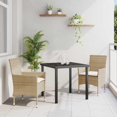 Qnhdfrt 2er Essgruppe Outdoor Beige Quadratischer Tisch und Stühle Set aus Stahl mit Kissen für Garten und Balkon Qnhdfrt 2er Essgruppe Outdoor Beige Quadratischer Tisch und Stühle Set aus Stahl mit Kissen für Garten und Balkon von Qnhdfrt