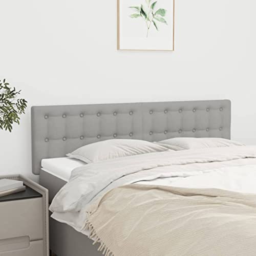 Qnhdfrt 2er Set Bettkopfteil Hellgrau 144x5x78/88 cm Höhenverstellbares Headboard for Bed aus strapazierfähigem Stoff und massiver Lärche Modernes Design für Schlafzimmer von Qnhdfrt