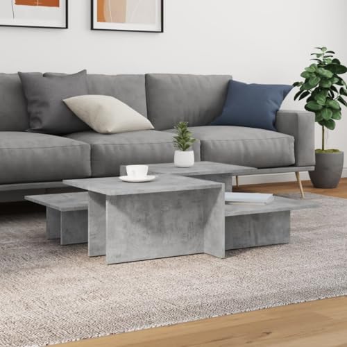 Qnhdfrt 2er Set Couchtische Betongrau aus Holzwerkstoff - Robuste Beistelltische mit Zwei Höhen für Wohnzimmer Dekoration und Stauraum Qnhdfrt 2er Set Couchtische Betongrau aus Holzwerkstoff - Robuste Beistelltische mit Zwei Höhen für Wohnzimmer Dekoration und Stauraum von Qnhdfrt
