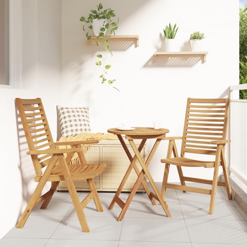 Qnhdfrt 2er Set Faltbare Gartenstühle aus Massivholz Teak Beige, Klappstuhl für Garten Balkon Terrasse, Wetterfeste Outdoor Möbel mit Stil von Qnhdfrt
