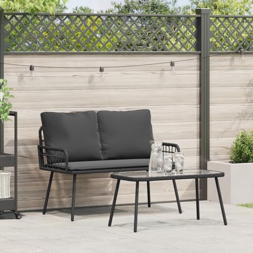 Qnhdfrt 2er Set Garten Essgruppe Schwarz Rechteckig Outdoor Möbel mit Kissen Aus Robustem Poly Rattan Modernes Design Für Balkon Terrasse Garten Qnhdfrt 2er Set Garten Essgruppe Schwarz Rechteckig Outdoor Möbel mit Kissen Aus Robustem Poly Rattan Modernes Design Für Balkon Terrasse Garten von Qnhdfrt