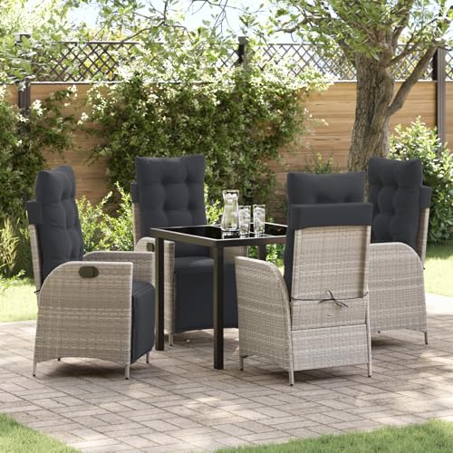 Qnhdfrt 2er Set Garten Liegestühle Hellgrau Poly Rattan mit Anthrazit Kissen Verstellbare Rückenlehne Fußstütze für Terrasse Balkon Outdoor von Qnhdfrt