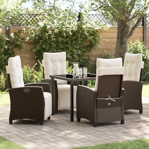 Qnhdfrt 2er Set Garten Loungesessel aus Poly Rattan Braun Verstellbar mit Kissen für Outdoor Relaxen Terrasse Balkon Garten von Qnhdfrt