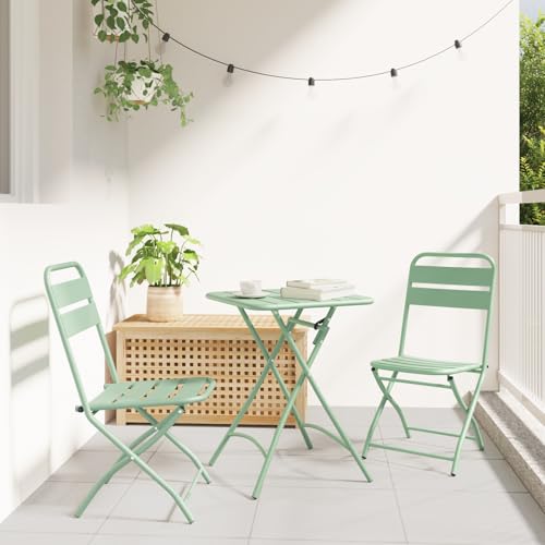 Qnhdfrt 2er Set Gartenklappstühle Minzgrün Faltbar Aus Stahl Modernes Design für Balkon Garten und Outdoor-Bereich 42x52x82 cm von Qnhdfrt