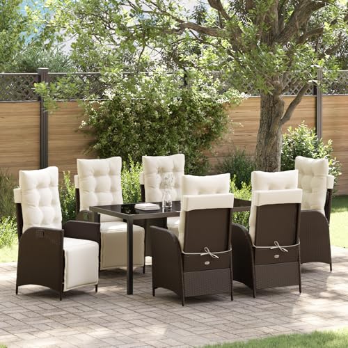 Qnhdfrt 2er-Set Gartenliegestühle Braun Poly-Rattan mit Cremigen Kissen Verstellbare Rückenlehne Fußstütze Langlebig für Garten Terrasse Balkon Outdoor Qnhdfrt 2er-Set Gartenliegestühle Braun Poly-Rattan mit Cremigen Kissen Verstellbare Rückenlehne Fußstütze Langlebig für Garten Terrasse Balkon Outdoor von Qnhdfrt
