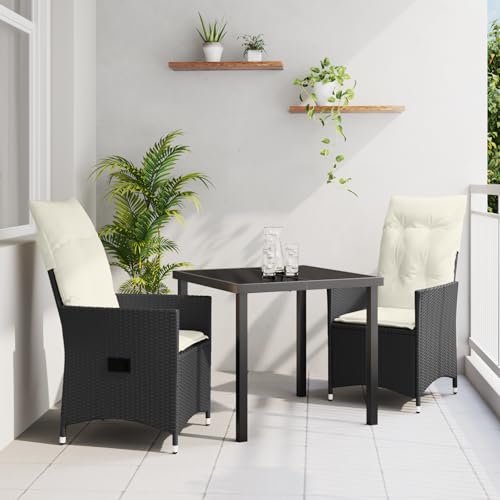 Qnhdfrt 2er Set Gartenliegestühle Schwarz mit Kissen Poly-Rattan Verstellbare Rückenlehne für Garten Balkon Terrasse Outdoor Entspannung Qnhdfrt 2er Set Gartenliegestühle Schwarz mit Kissen Poly-Rattan Verstellbare Rückenlehne für Garten Balkon Terrasse Outdoor Entspannung von Qnhdfrt