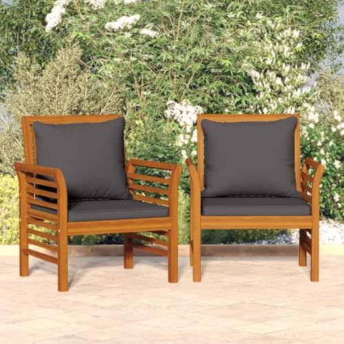 Qnhdfrt 2er-Set Gartensessel Dunkelgrau Massivholz Akazie mit Kissen Rustikales Design für Outdoor Garten Balkon Qnhdfrt 2er-Set Gartensessel Dunkelgrau Massivholz Akazie mit Kissen Rustikales Design für Outdoor Garten Balkon von Qnhdfrt