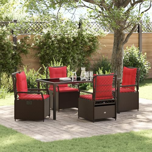 Qnhdfrt 2er-Set Gartenstühle Braun PE-Rattan verstellbar mit Kissen Outdoor Lounge Möbel für Garten Balkon Terrasse von Qnhdfrt