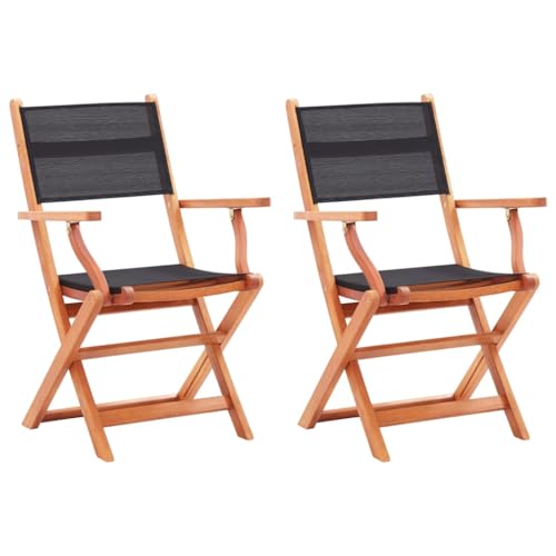 Qnhdfrt 2er Set Gartenstühle Klappbar aus Massivholz Eukalyptus mit Textilene Sitz Schwarz Natur Faltbar Robust mit Armlehnen für Garten Balkon Camping Outdoor Qnhdfrt 2er Set Gartenstühle Klappbar aus Massivholz Eukalyptus mit Textilene Sitz Schwarz Natur Faltbar Robust mit Armlehnen für Garten Balkon Camping Outdoor von Qnhdfrt